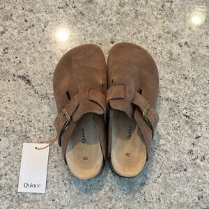 Quince Women's Suede Clog Mules sz 8 Cafe-Brown Slip-on Shoes Water-Repellent